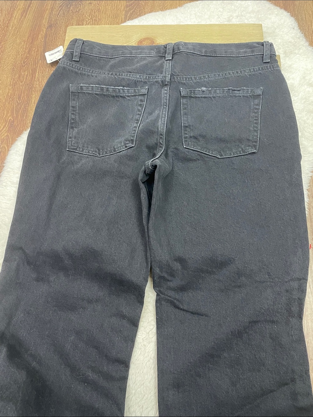 Free People NWT Maggie Mid Rise Distressed Straight Jeans in Washed Black - Picture 7 of 7